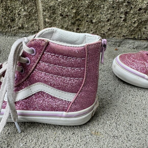 VANS Purple Glitter High-Top Sneakers Girls 13 Sk8-Hi Boots Toddler Girl VGUC - Picture 12 of 13